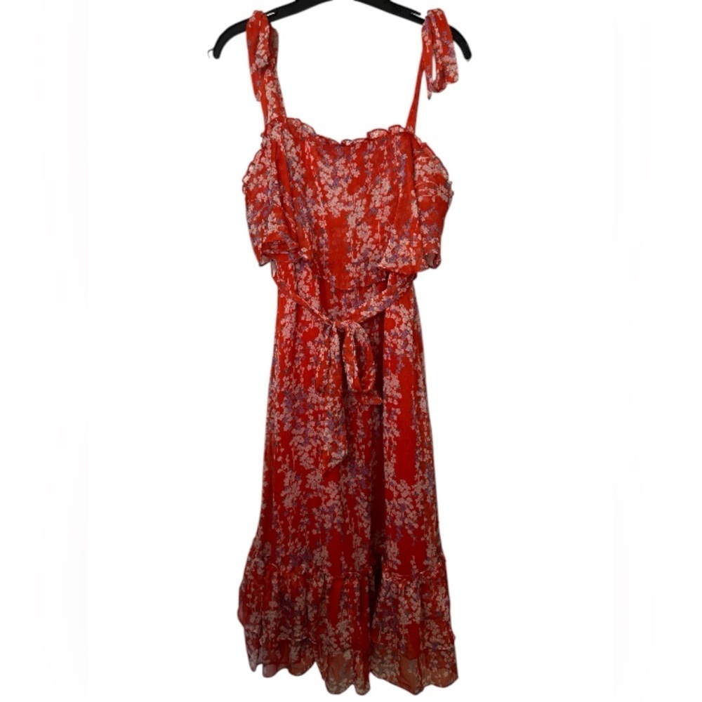 The Impeccable Pig Floral Red Sleeveless Dress NWOT